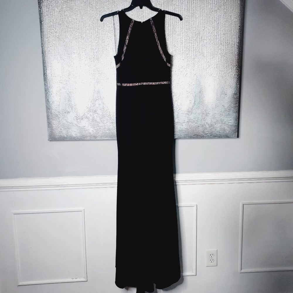 Adrianna Papell Lace Trim Asymmetric Stretch Formal Dress/Gown Sz-8 - Picture 3 of 9